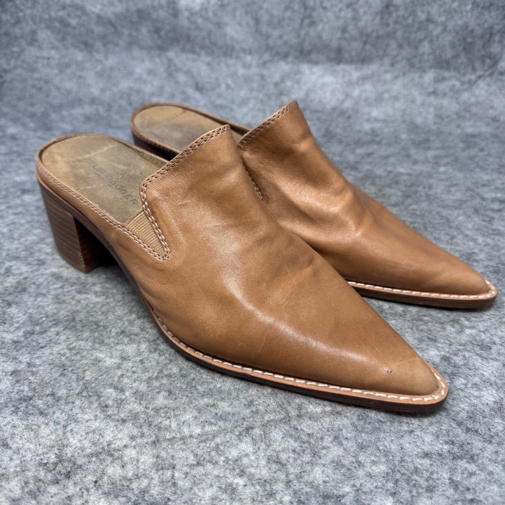 Kelsi Dagger Brooklyn Mason Pointed Toe Mule Shoes Brown Leather Size 8 Country